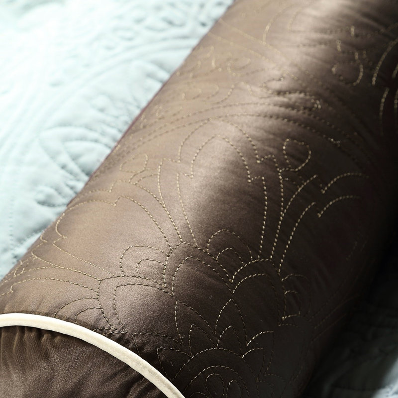Couette de 9 pièces en charmeuse bleue pour lit king, avec oreillers élégants et taies décoratives (taille européenne).