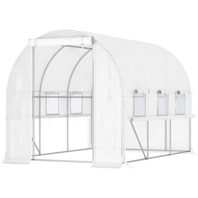 Walk-in Tunnel Greenhouse 10' X 7' 7', For Outdoor Gardening With Shatterproof Waterproof Pe Cover, Zipper Doors And Mesh Ventilation Grids Fade Ports