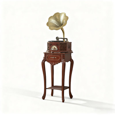 Vintage Brass Horn Gramophone - Retro Record Player For Living Room