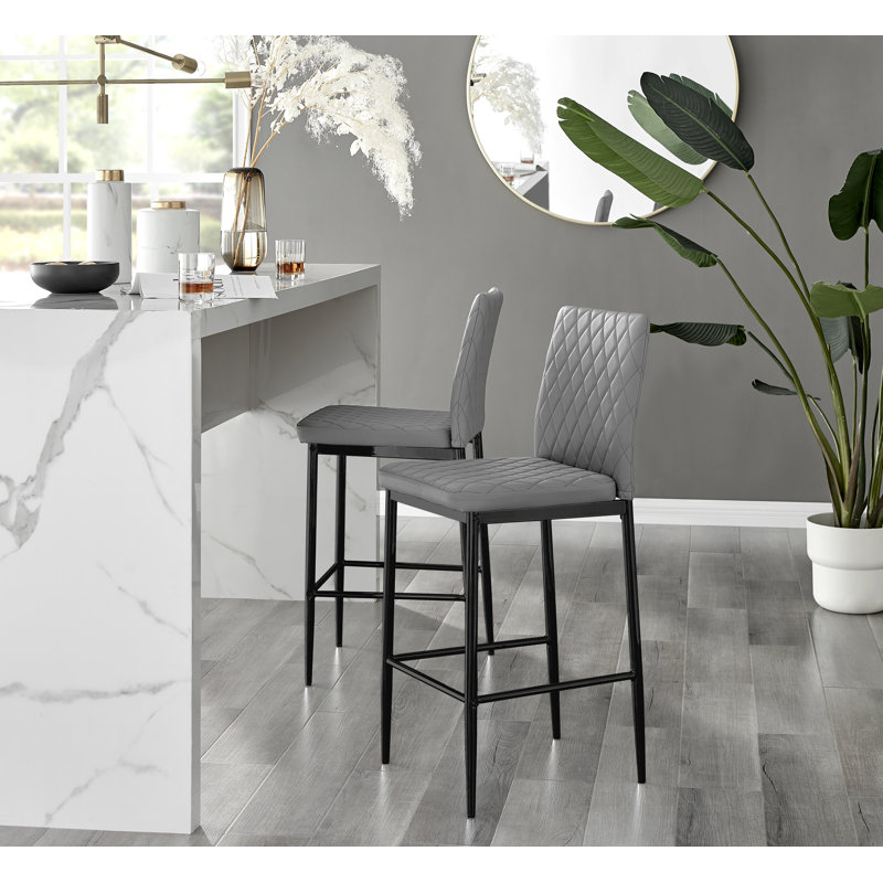 Tabouret de bar en similicuir, Noir, noir, noir, noir, Gris