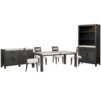 Table de salle à manger rectangulaire avec 4 chaises et buffet