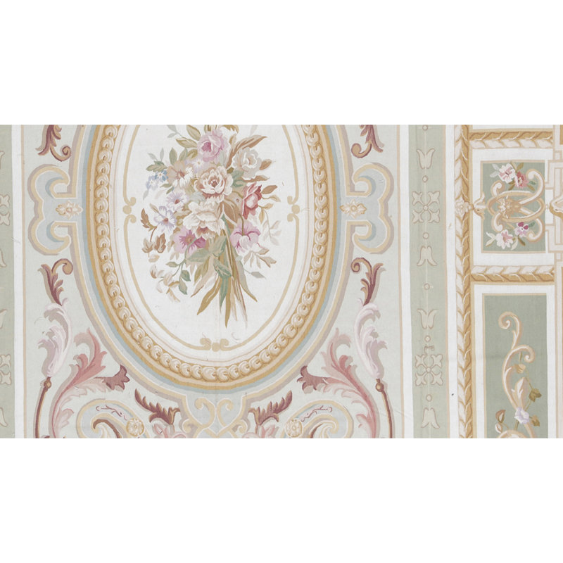 Hand-Knotted High-Quality Green and Beige Area Rug