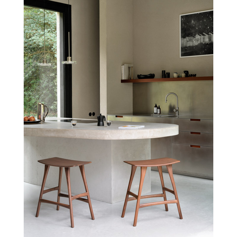 Osso Solid Wood Stool, Teak, Counter Stool (26.5" Seat Height)