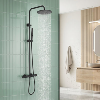 Système de douche thermostatique mural à 3 fonctions en laiton massif avec douchette et douchette