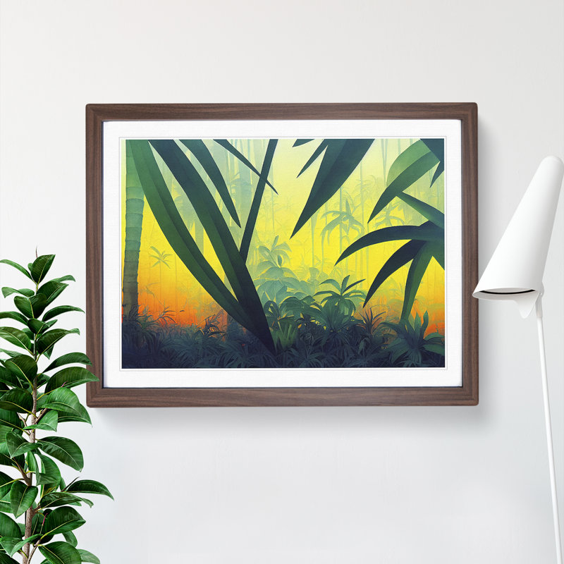 Jungle Vol.4 - Single Picture Frame Painting, 25cm H x 34cm W x 2cm D, Walnut