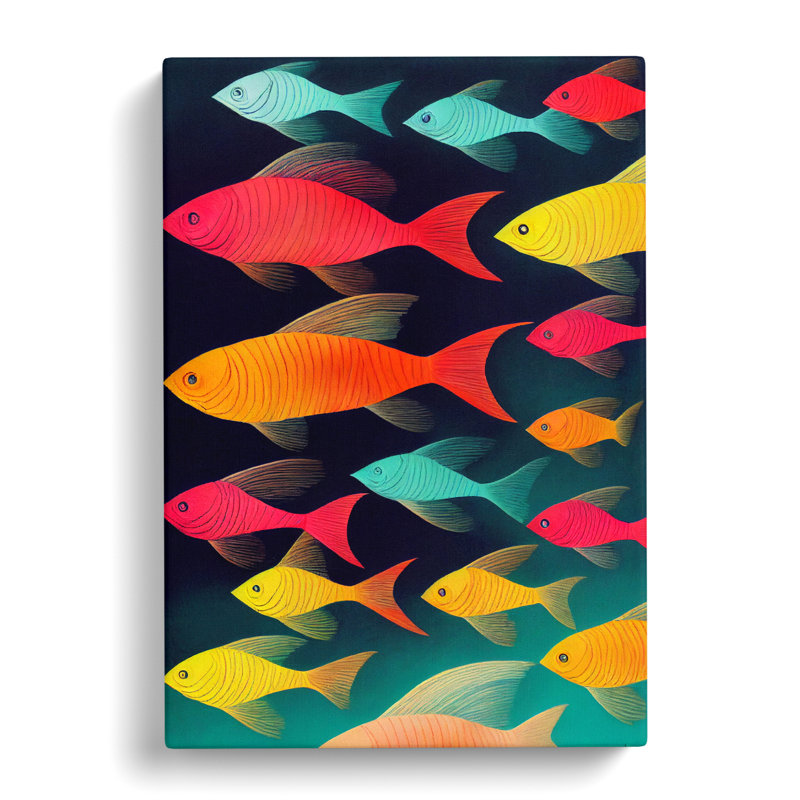 Amaral Fish Block Colour - Wrapped Canvas, 50cm H x 35cm W x 3cm D