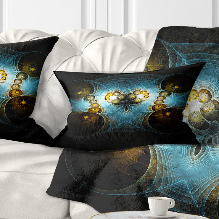 Abstract Printed Pillow, Blue/Gold
