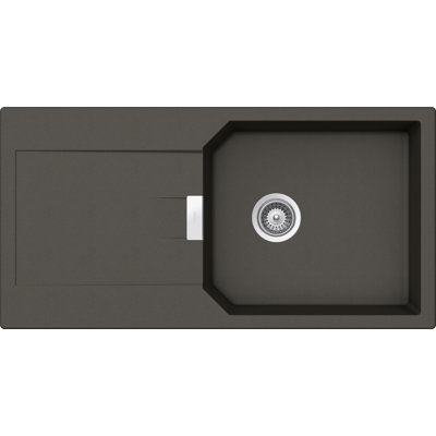 SCHOCK Compact Kitchen Sink 100 X 51 Cm Manhattan D-100L Onyx - CRISTALITE Dark Grey Granite Sink With Extra Bowl Volume From 60 Cm Base Cabinet Width