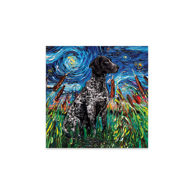 " Black German Shorthair Pointer Night " Acrylic Painting