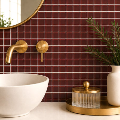 Torch Song 1'' W x 1'' L Glass Tile Mosaic Sheet