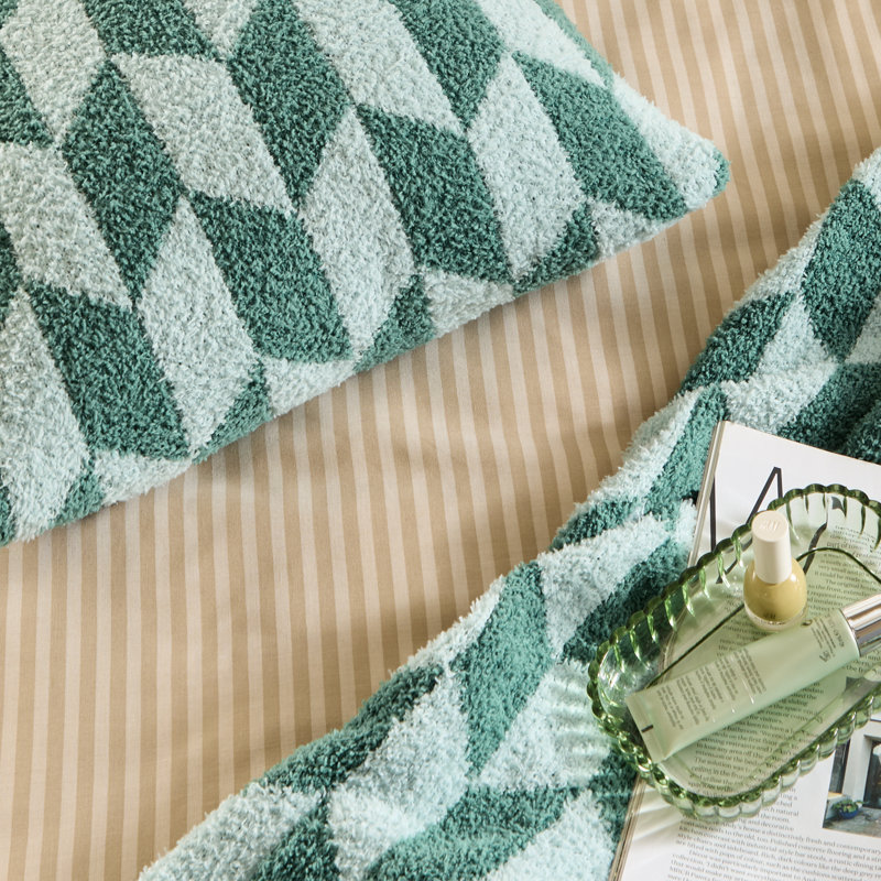 Olsen Geometric Square Throw Pillow Cover, Green