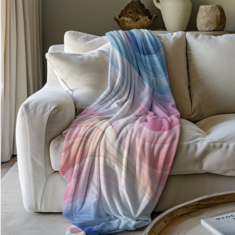 Motif rose et bleu - couverture de qualité supérieure 1 pièce, Grand lit