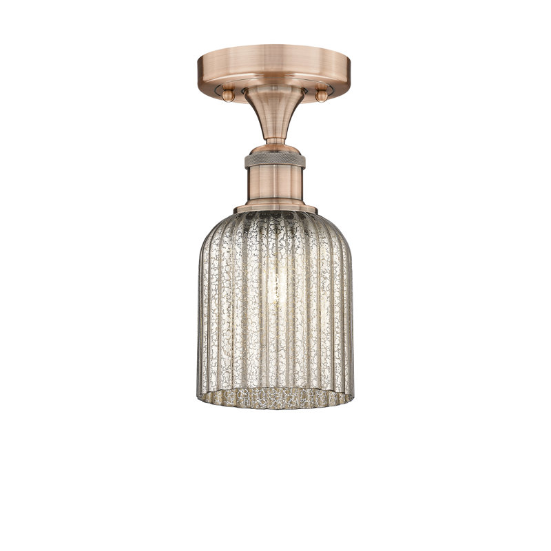 Edison - Adriena - 1 Light 5" Semi-Flush Mount, Antique Copper, Metallic Gray