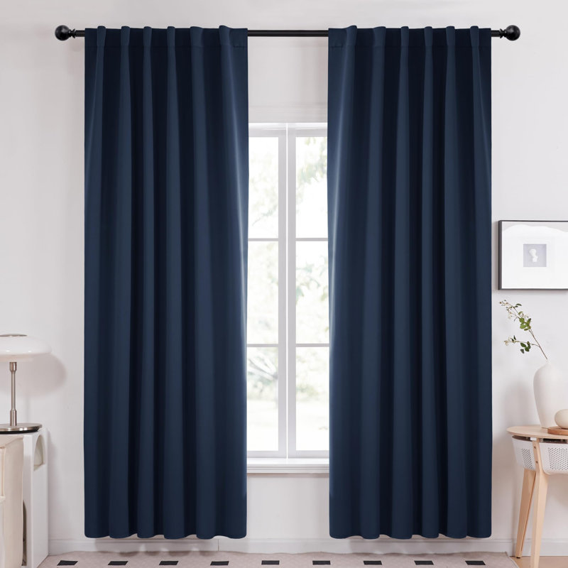Darlington Room Darkening Curtain Pair, 52" W x 95" L, Navy Blue