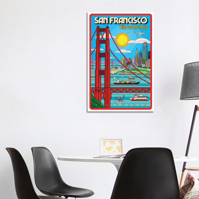 San Francisco Pop Art Travel Poster by Jim Zahniser - Wrapped Canvas Print