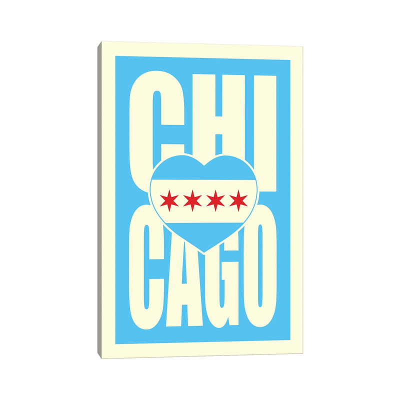 Chicago Typography Heart by Benton Park Prints - Print on Canvas, Wrapped Canvas, 20.32 cm H x 30.48 cm W
