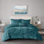 Élégante literie en velours bleu sarcelle pour lit double / grand - conception, 2 taies décoratives et coussins