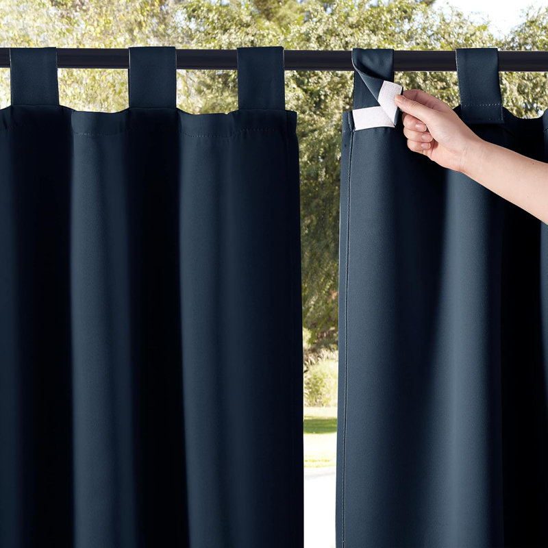 2 Panels Outdoor Curtains for Patio Waterproof, Thermal Insulated Detachable Sticky Tab Top Room Darkening Great Vertical Drape Outdoor Divider for Pergola