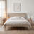 Arvion Queen Size Transitional Modern Solid Wood Platform Bed Frame, ARB-43-Q, with Panel Headboard & Japanese Joinery, Driftwood Beige, No Box Spring Needed-357193826-357193829