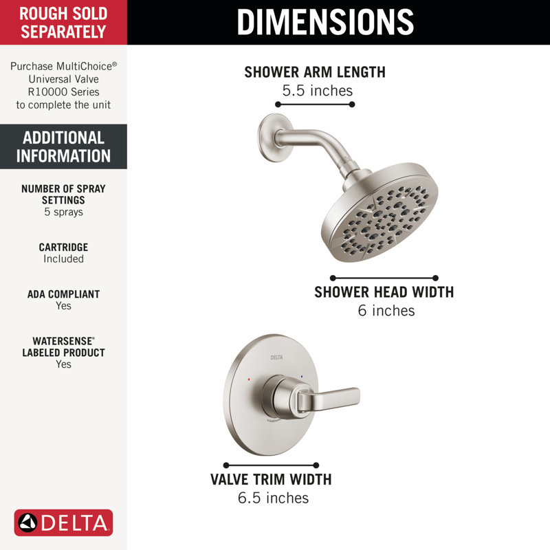 Monitor 14 Series Shower Trim, Stainless