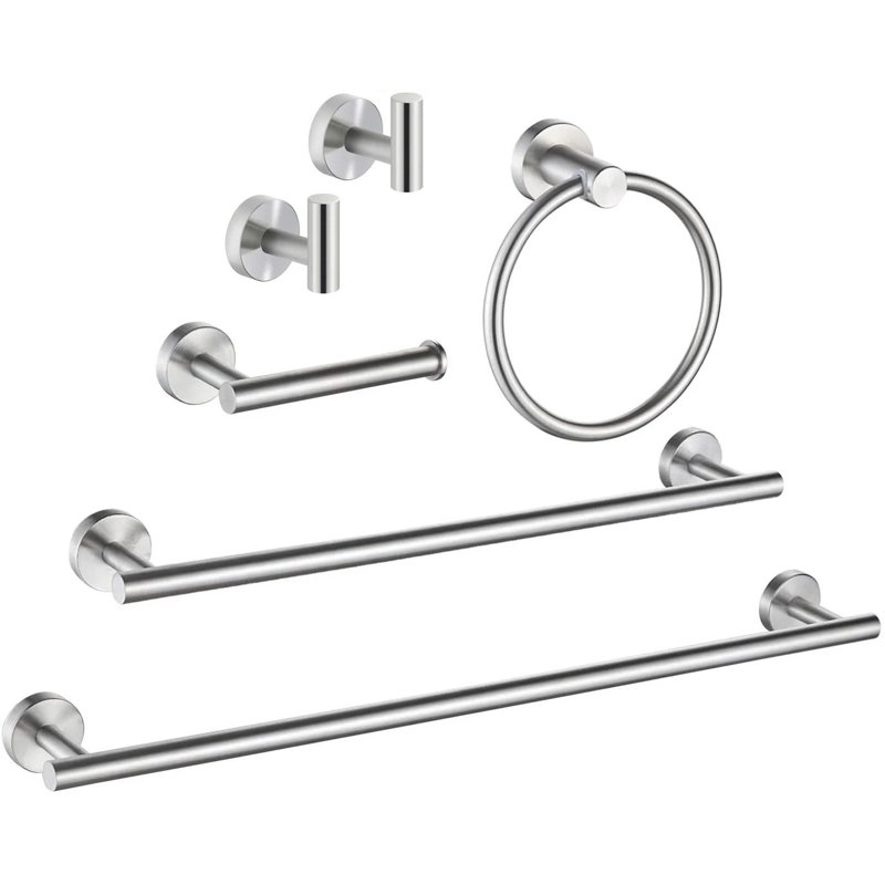 Ensemble de 6 pièces de quincaillerie de salle de bain, Acier inoxydable