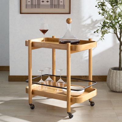 Krystof Wood 2 Shelf Barcart by Hokku Designs