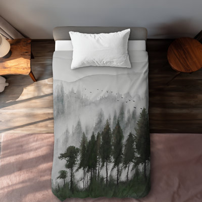 Housse de couette à motif d'aquarelle | Décoration intérieure grise