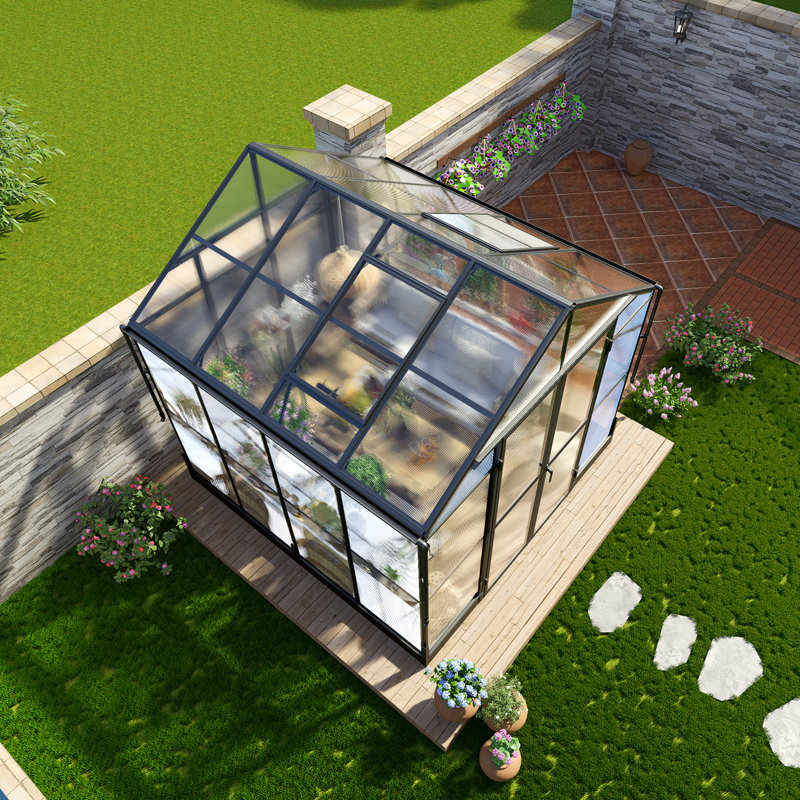Aluminum Greenhouses for Outdoors, Polycarbonate Greenhouse, 91" D, Black
