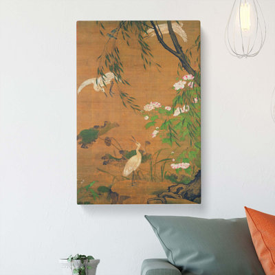 Autumn Egrets and Hibiscus by Lu JI - Wrapped Canvas Painting Pint by Lu JI - Wrapped Canvas