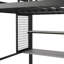 Lit mezzanine double en métal avec garde-robe, bureau et tablette de rangement ouverte-810069951