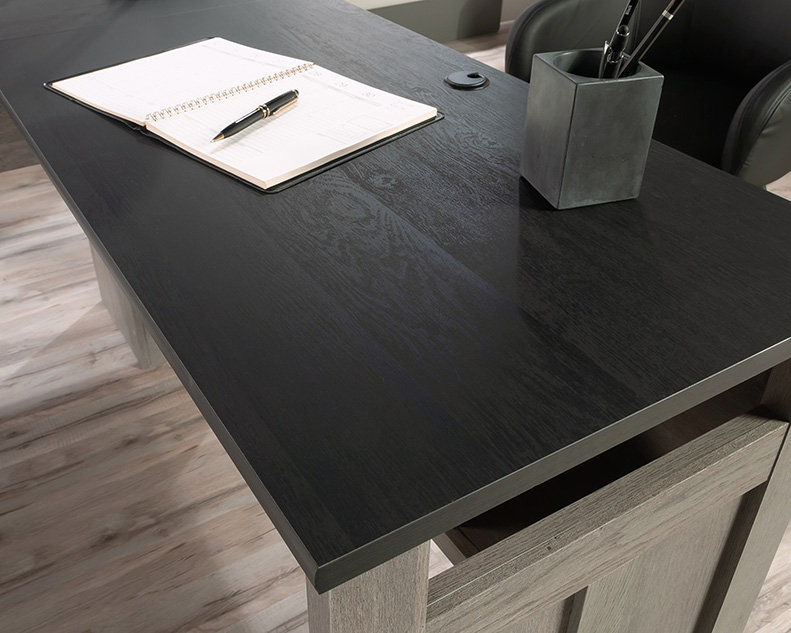 L-Shaped Home Office Desk, Dark Gray/Brown
