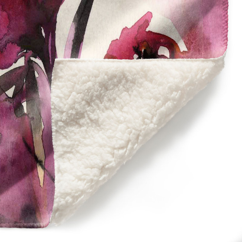Couverture sherpa doux 17 pouces floral, l 68 po x L 80 po