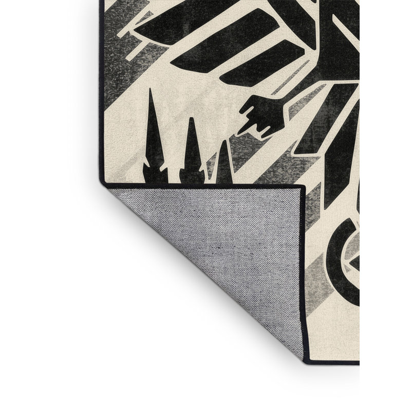 Tapis géométrique beige lavable à la machine d'inspiration mondiale Melton, 6 x 9