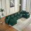 Canapé modulaire moderne en U à 6 places avec un repose-pieds et trois coussins décoratifs-95682179