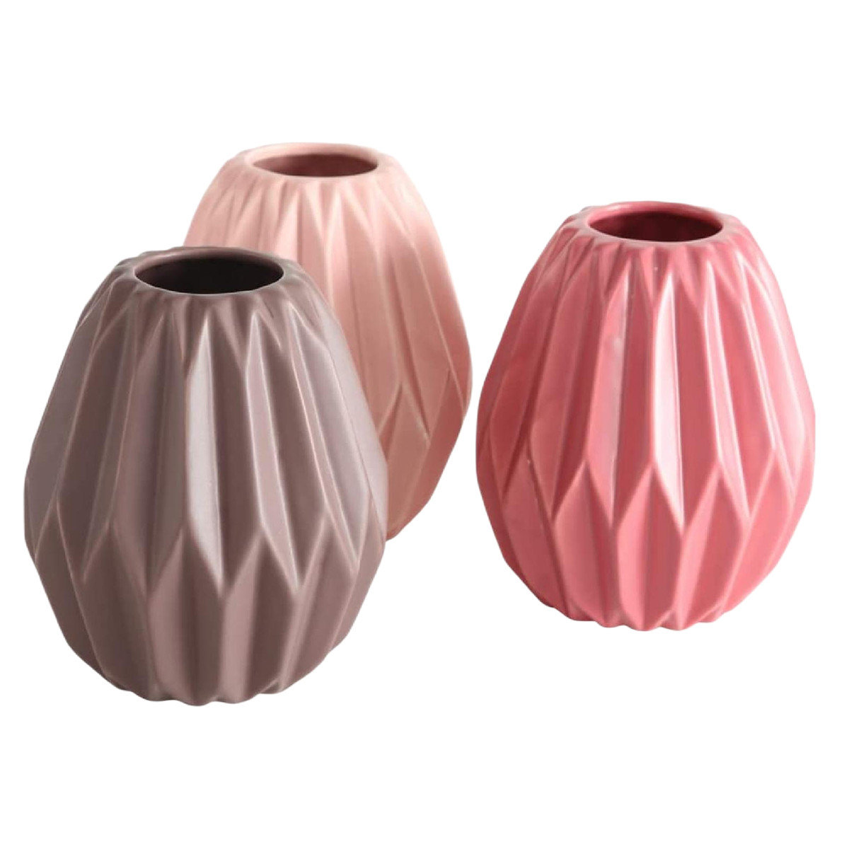 Corrigan Studio® 3 Piece Pink/Mauve/Rose Geometric Vase Set | Wayfair