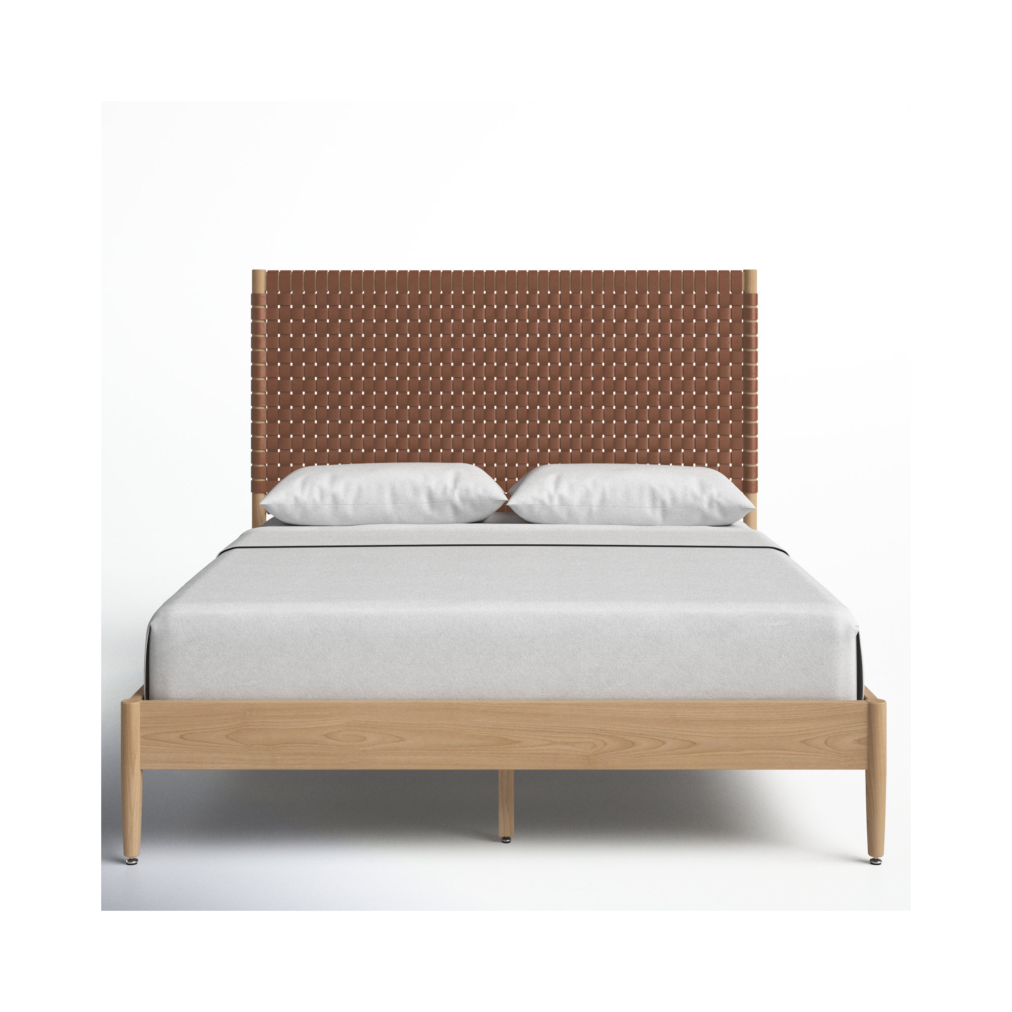 Tamita Leather Bed, Brown/Natural, Queen