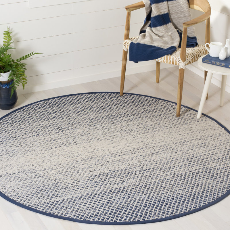 Aitken Hand Woven Cotton Geometric Rug, Round 4'