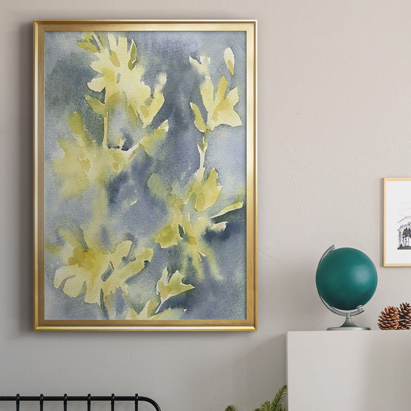 Forsythia Blooms II, reproduction encadrée de qualité supérieure - Prêt à être accroché_2869632, Or