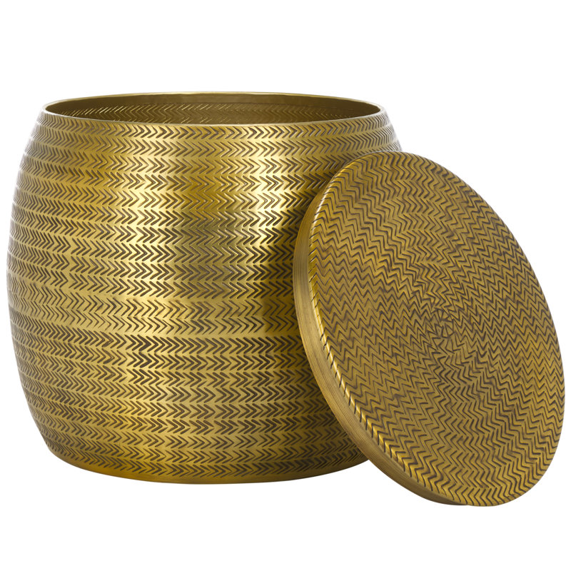 Damauri Side Table W/ Storage, Antique Brass