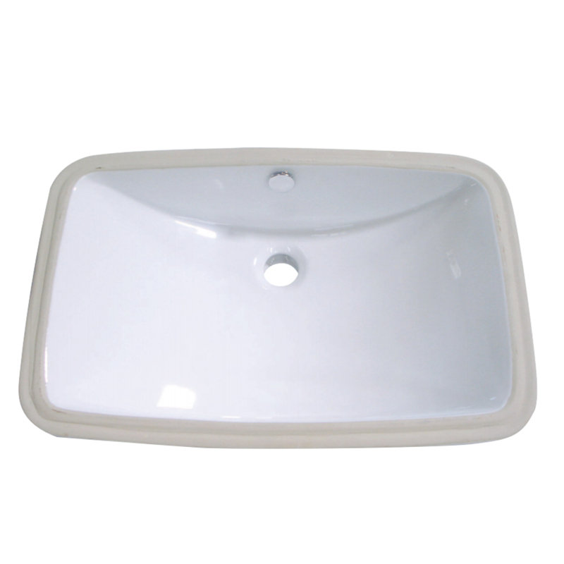 Lavabo de salle de bain rectangulaire encastré en porcelaine vitrifiée avec trop-plein forum, Blanc