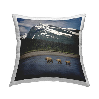 Bears Crossing Lake Outdoor Printed Pillow by PHBurchett