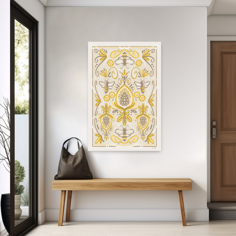 Art contemporain d'abeille bourdon brocart, H 60 po x l 40 po