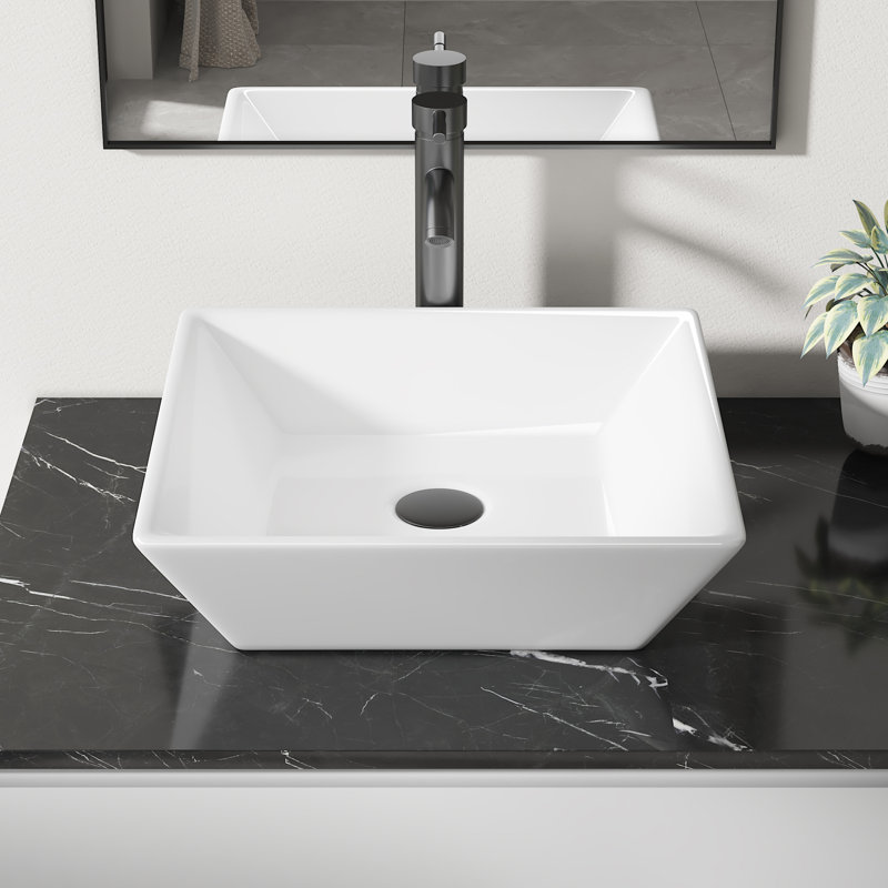 Naples 415mm x 415mm White Vitreous China Basin Square Bathroom Sink