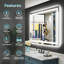 Miroir de meuble-lavabo à DEL avec fonction de mémoire, 3 températures de couleur et éclairage à intensité variable-533433606-534123065