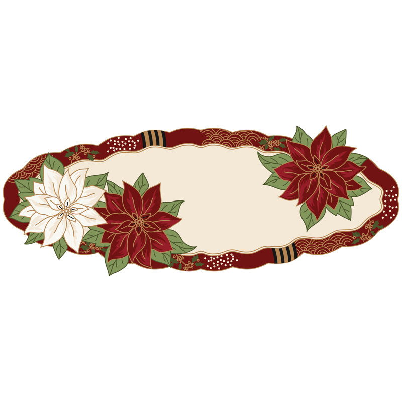 Isenberg Poinsettia Beaded Table Runner