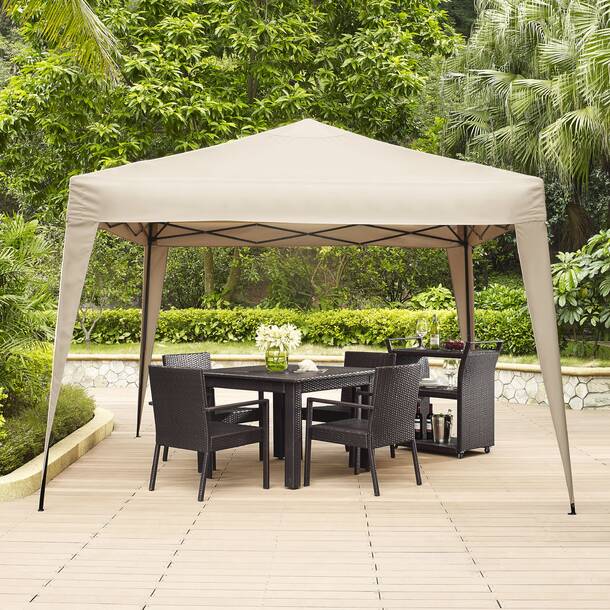 Outsunny 98.4'' W x 58.25'' D Polyester Beige/White Cover Retractable ...