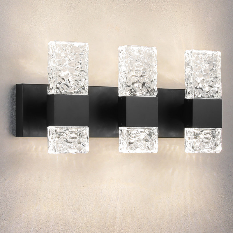 Luxcien Dimmable Crystal Bathroom Vanity Light, 3, Matte Black