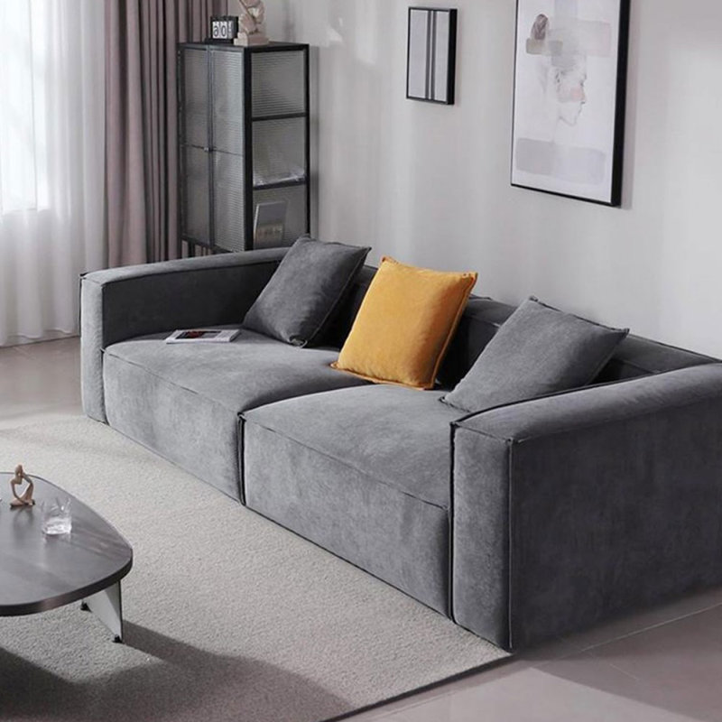Coussin gris en velours côtelé, 4, H 27,56 po x l 110,24 po x P 37,40 po