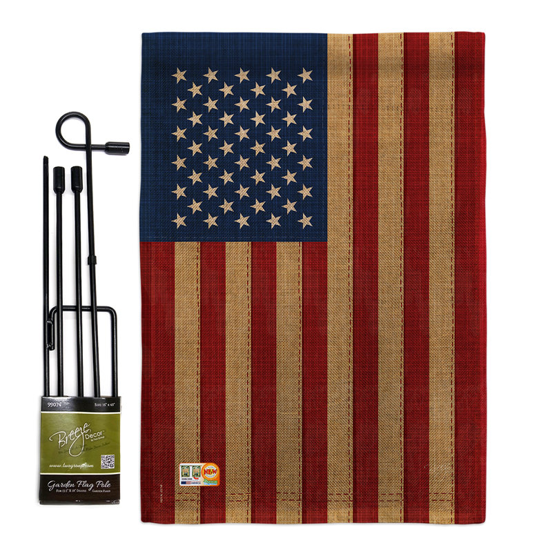 Double Sided 18.5'' H x 13'' W Burlap Flag Set