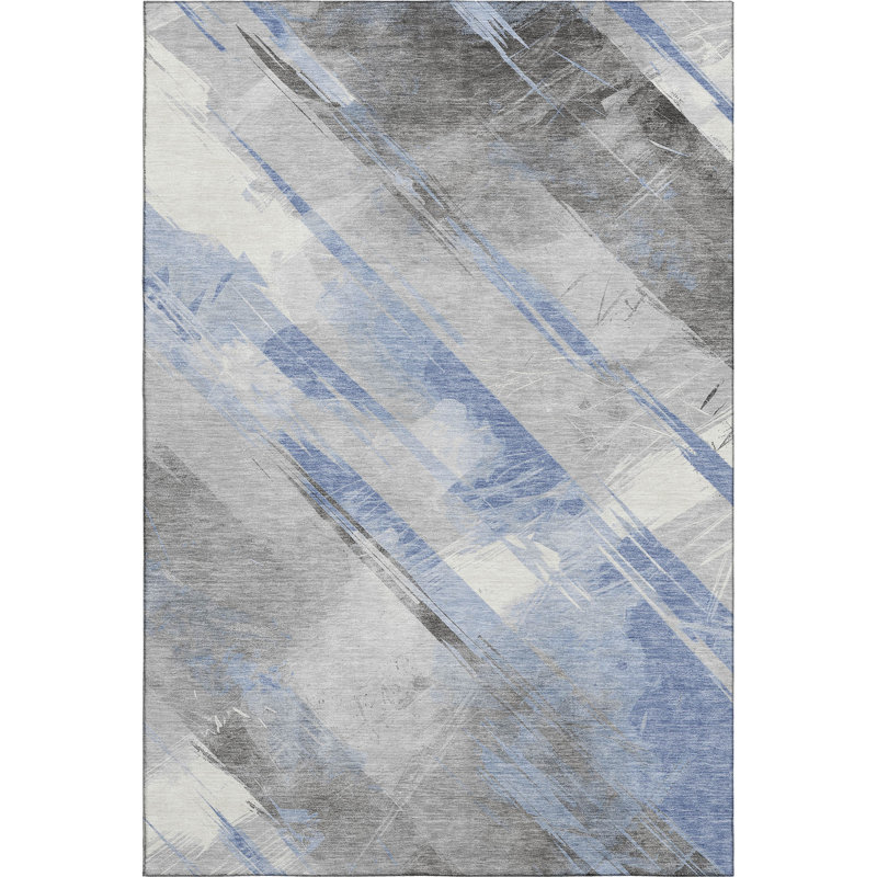 Tapis à rayures Floyd AMF1535 lavable à la machine de qualité supérieure, Rectangle 10 pi x 14 pi